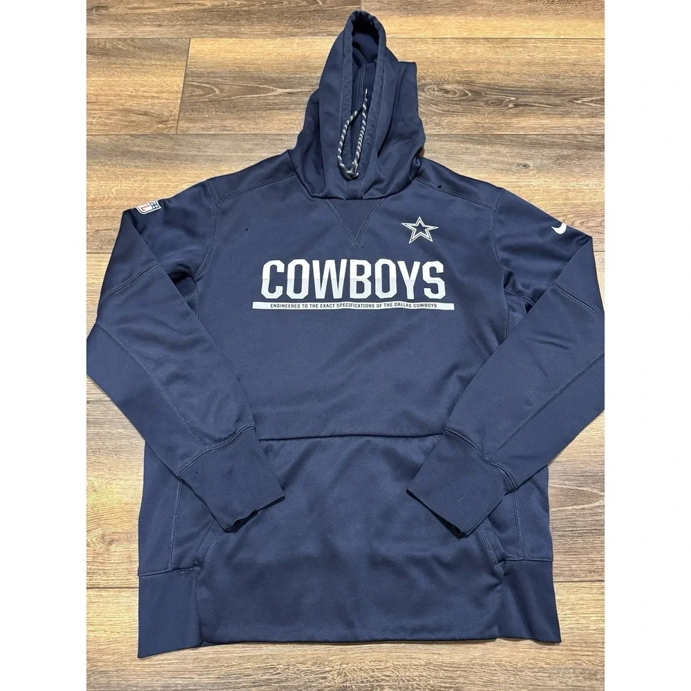 Men's Size Medium Nike Therma-Fit NFL Dallas Cowboys Hoodie Sweatshirt Blue Used